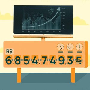Ilustração de um "placar eletrônico" simbolizando o termo Marcação a Mercado