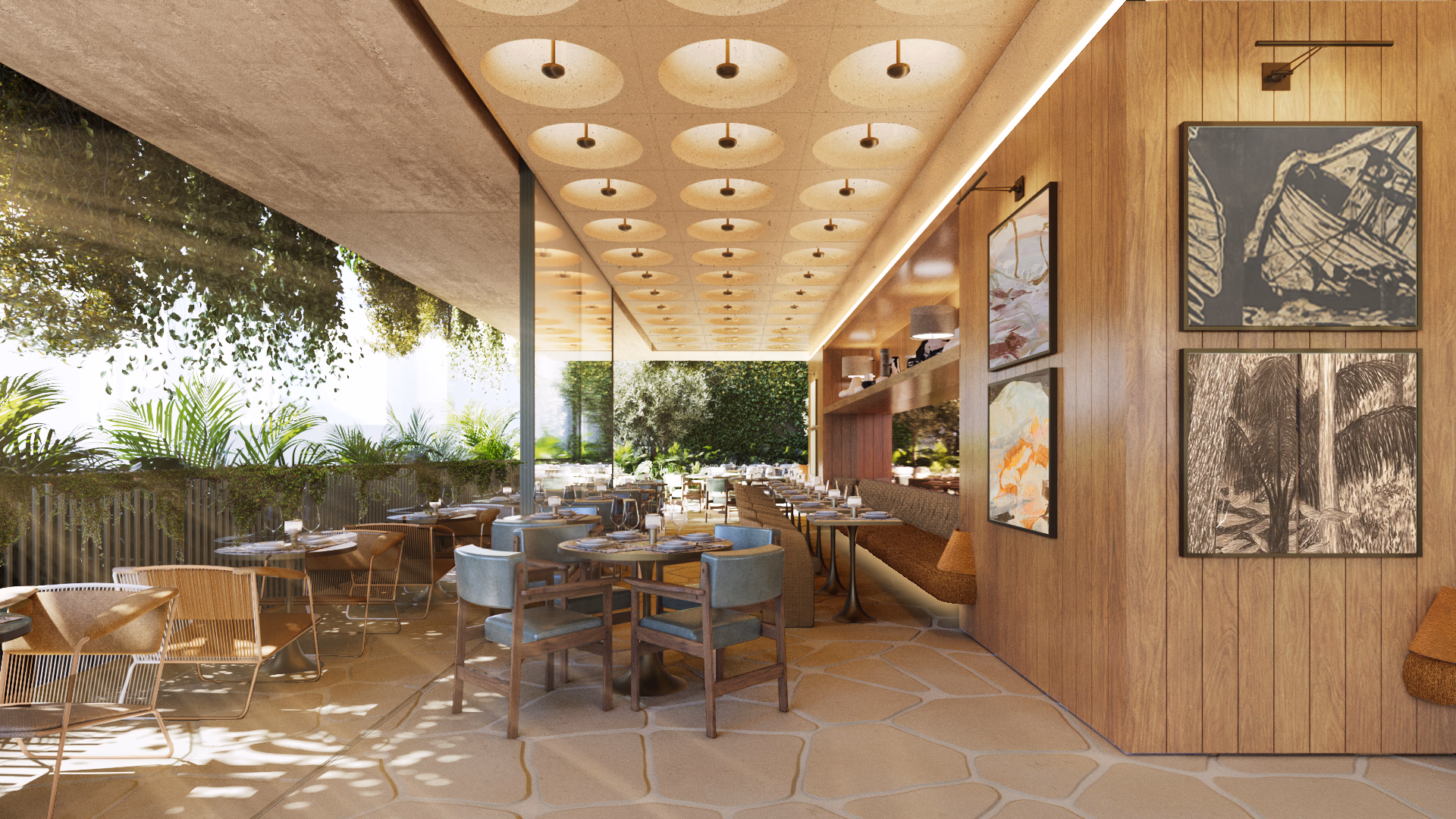 Foto do projeto de um restaurante de um empreendimento de luxo.